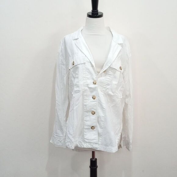 Free People Sunshine In My Pockets Linen Cotton Button-up Shirt Shacket -Size S - Picture 5 of 11